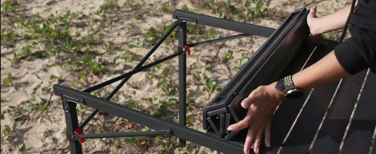 【KingCamp｜キングキャンプ】アウトドアロールテーブル アルミキャンプテーブル 107×70×70cm（シルバー／ブラック）