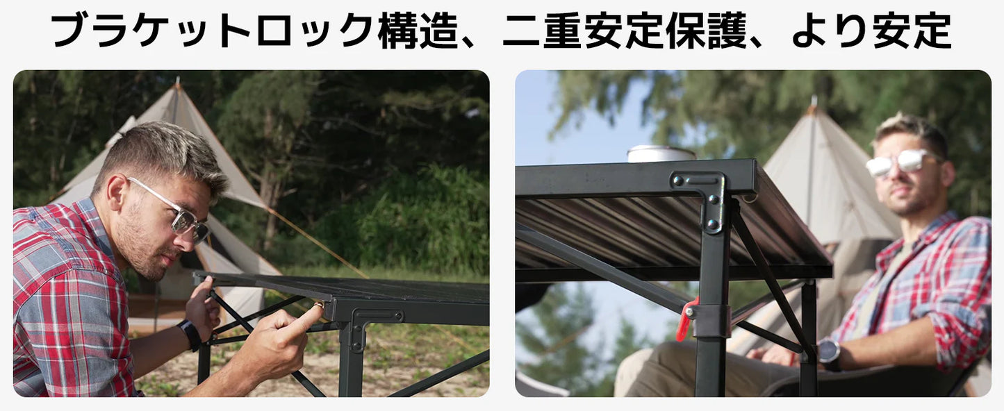 【KingCamp｜キングキャンプ】アウトドアロールテーブル アルミキャンプテーブル 107×70×70cm（シルバー／ブラック）