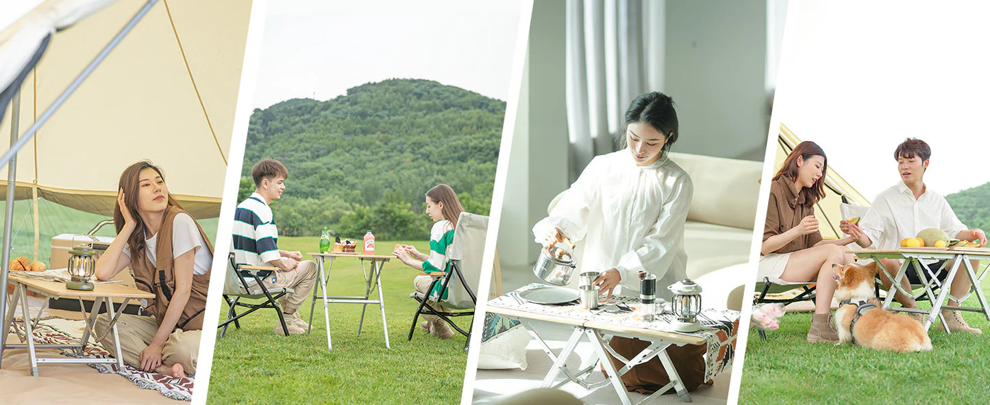 【KingCamp｜キングキャンプ】BAMBOO P8740｜竹製キャンプテーブル 87×40cm 高さ3段階調整（36/50/60cm）