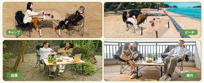 【KingCamp｜キングキャンプ】Bamboo P12080｜竹製キャンプテーブル 120×80cm 高さ無段階調整 折りたたみ式 大型4〜6人用