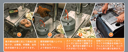 【KingCamp｜キングキャンプ】Surefire Stove Sサイズ｜ステンレス製 薪ストーブ 煙突・収納バッグ付き