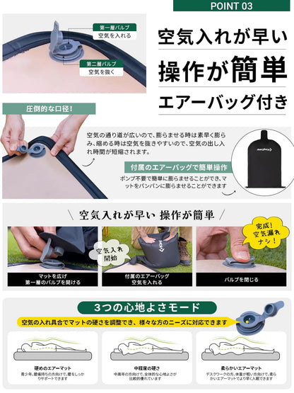 【KingCamp｜キングキャンプ】Flexi Rest 5.0｜シングルサイズ インフレーターマット 200×75×5cm（カーキ）