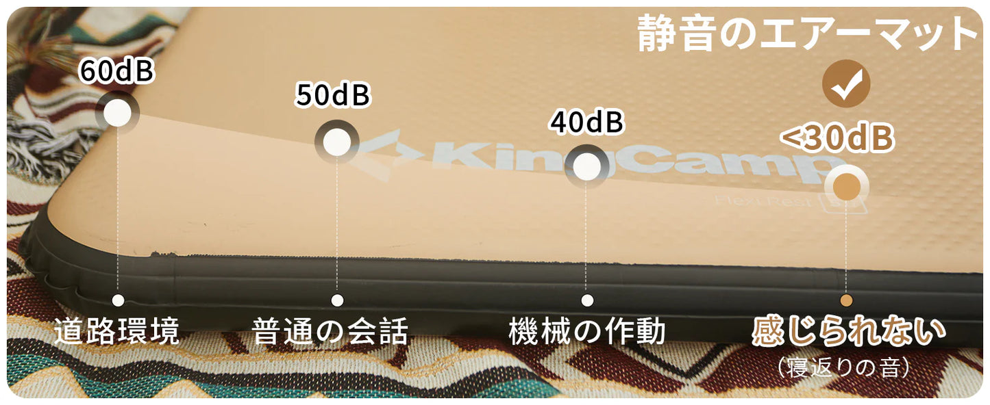 【KingCamp｜キングキャンプ】Flexi Rest 5.0 Plus｜ワイドシングル インフレーターマット 200×110×5cm（カーキ）