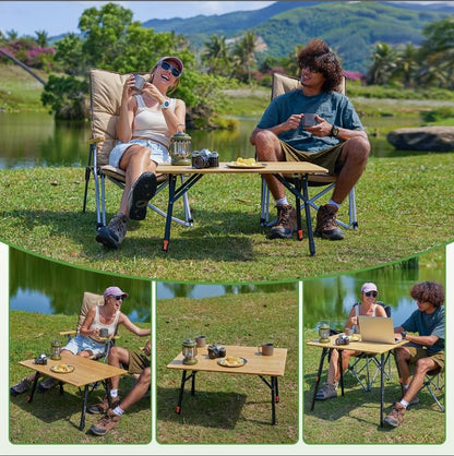 【KingCamp｜キングキャンプ】BAMBOO P8060｜竹製キャンプテーブル 80×60cm 高さ無段階調整（42〜70cm）