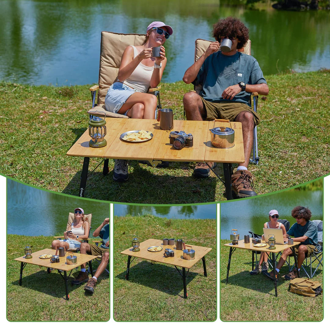 【KingCamp｜キングキャンプ】BAMBOO P10070｜竹製キャンプテーブル 100×70cm 高さ無段階調整（42〜70cm）