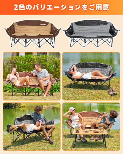 【KingCamp｜キングキャンプ】CANNA C30 三人掛けアウトドアチェア｜折りたたみ式 耐荷重300kg ワイドソファチェア