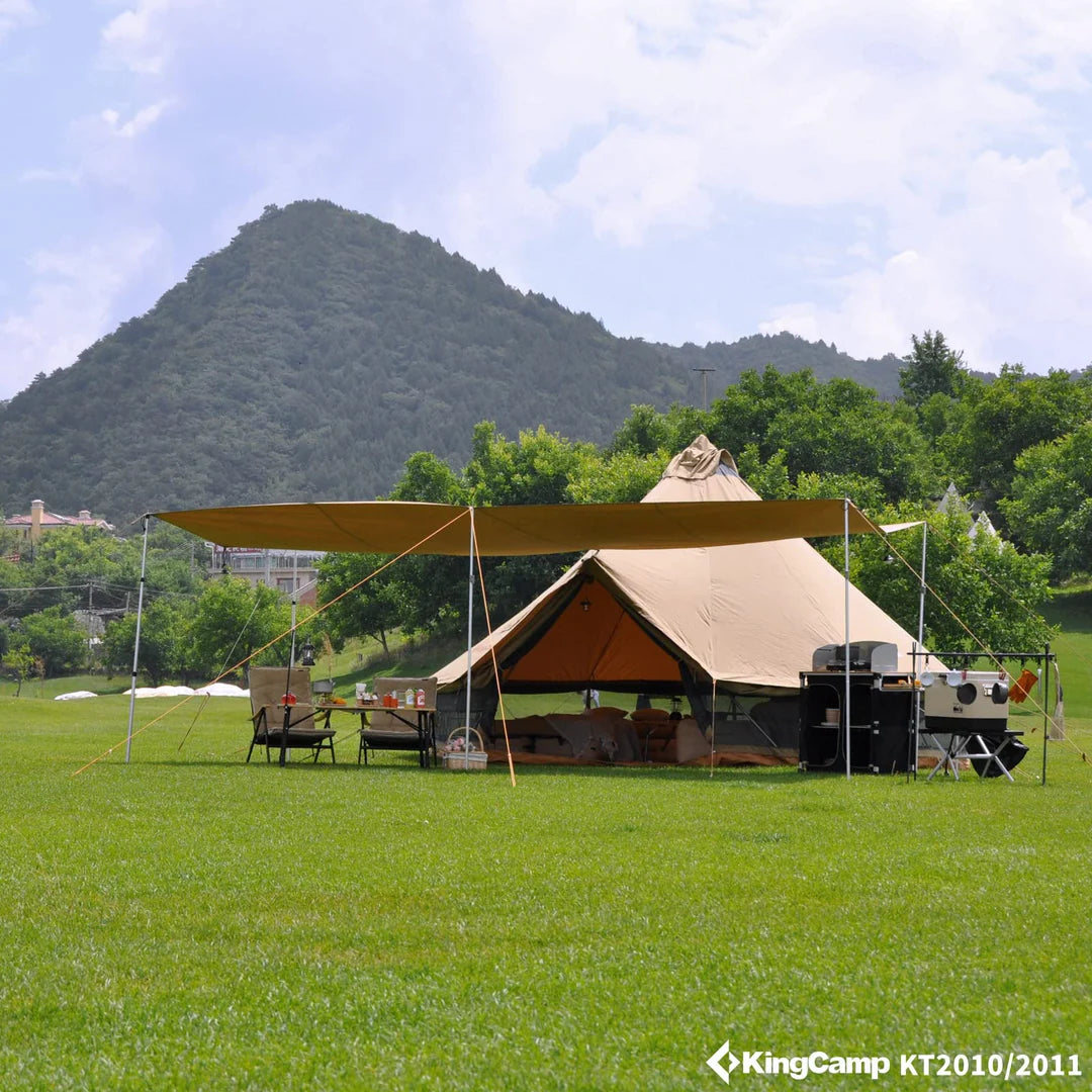 【KingCamp｜キングキャンプ】T/C Camping Tent 500｜カーキ｜5mワンポールテント（薪ストーブ対応・二重層構造）