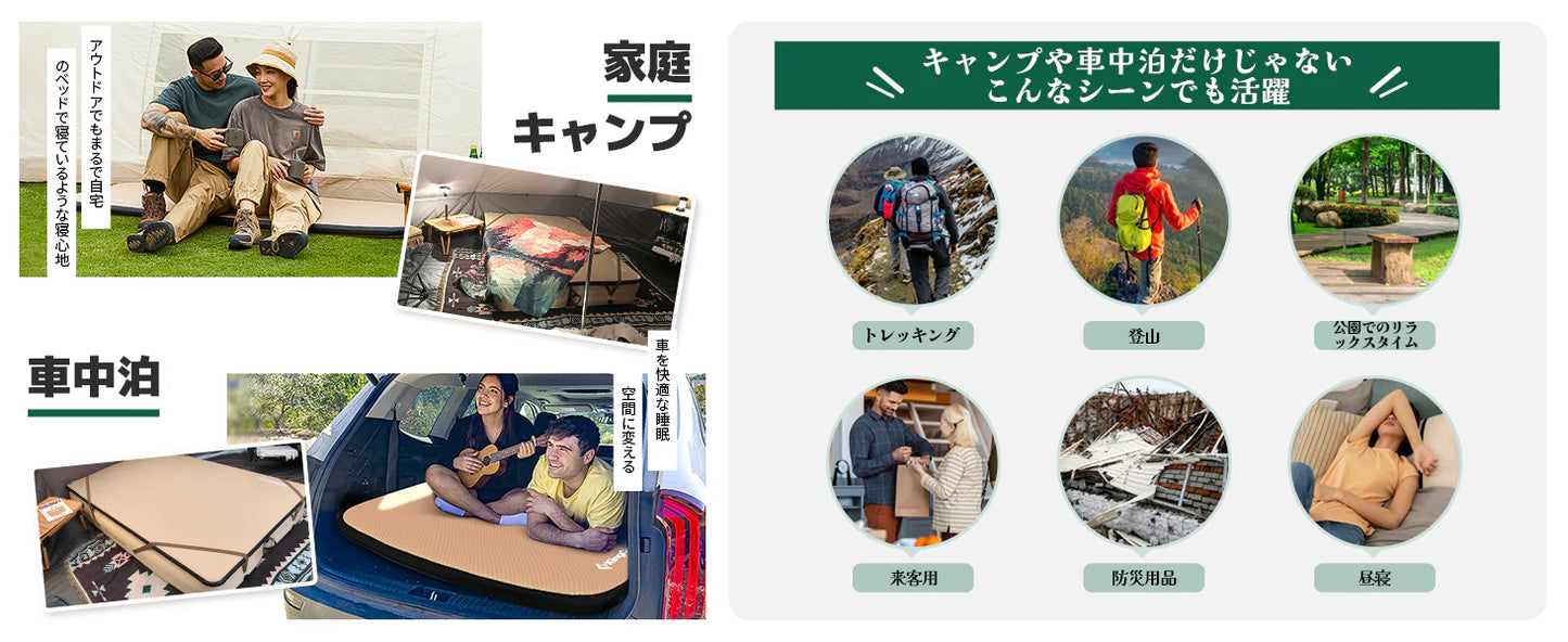 【KingCamp｜キングキャンプ】Flexi Rest 5.0｜シングルサイズ インフレーターマット 200×75×5cm（カーキ）