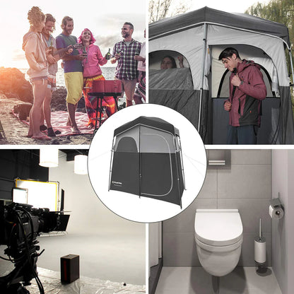【KingCamp｜キングキャンプ】着替えテント 簡易シャワールーム トイレ更衣室 2人用ポータブルシャワー付き（ブラック／ミディアムグレー）