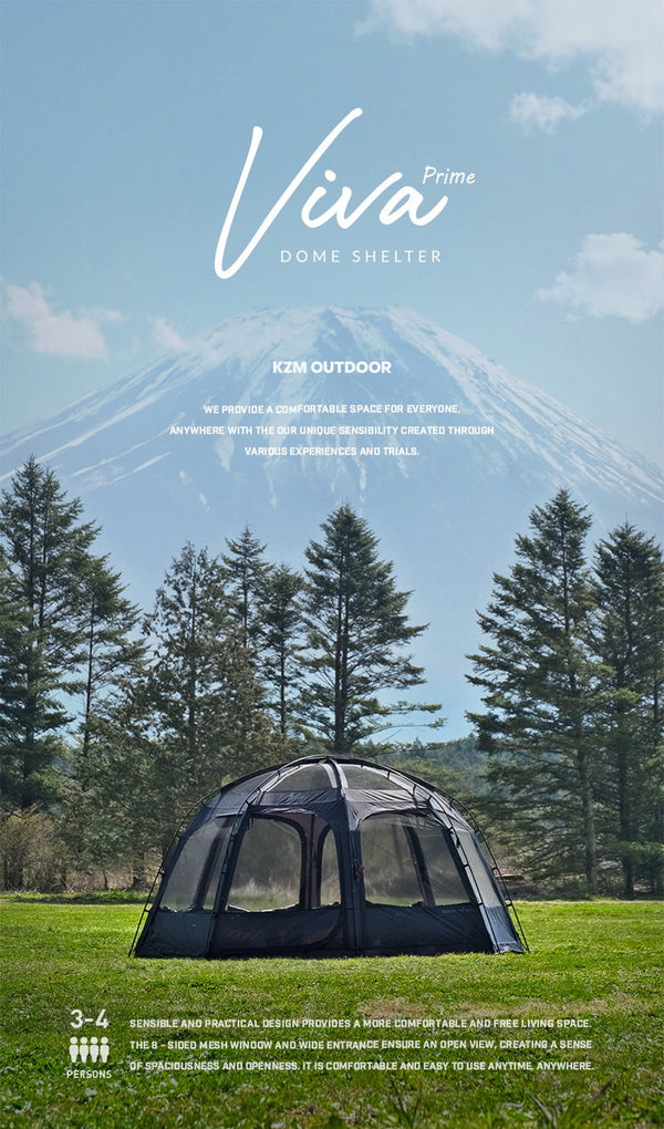 KZM ビバドームシェルタープライム ブラック 改良版 テント シェルター 黒 3人用 4人用 カズミ アウトドア KZM OUTDOOR VIVA DOME SHELTER PRIME