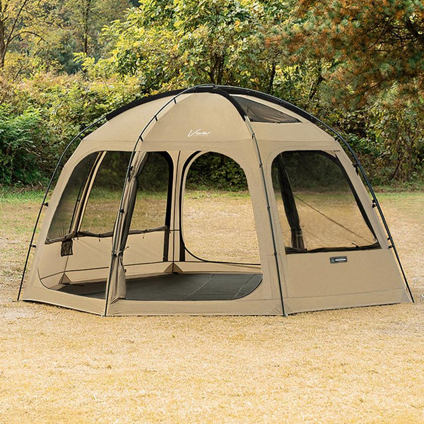 KZM OUTDOOR VIVA DOME SHELTER＋ SAND KZM ビバドームシェルタープラス サンド 4～5人用 ドーム型テント  ドームテント フルクローズ カズミ アウトドア