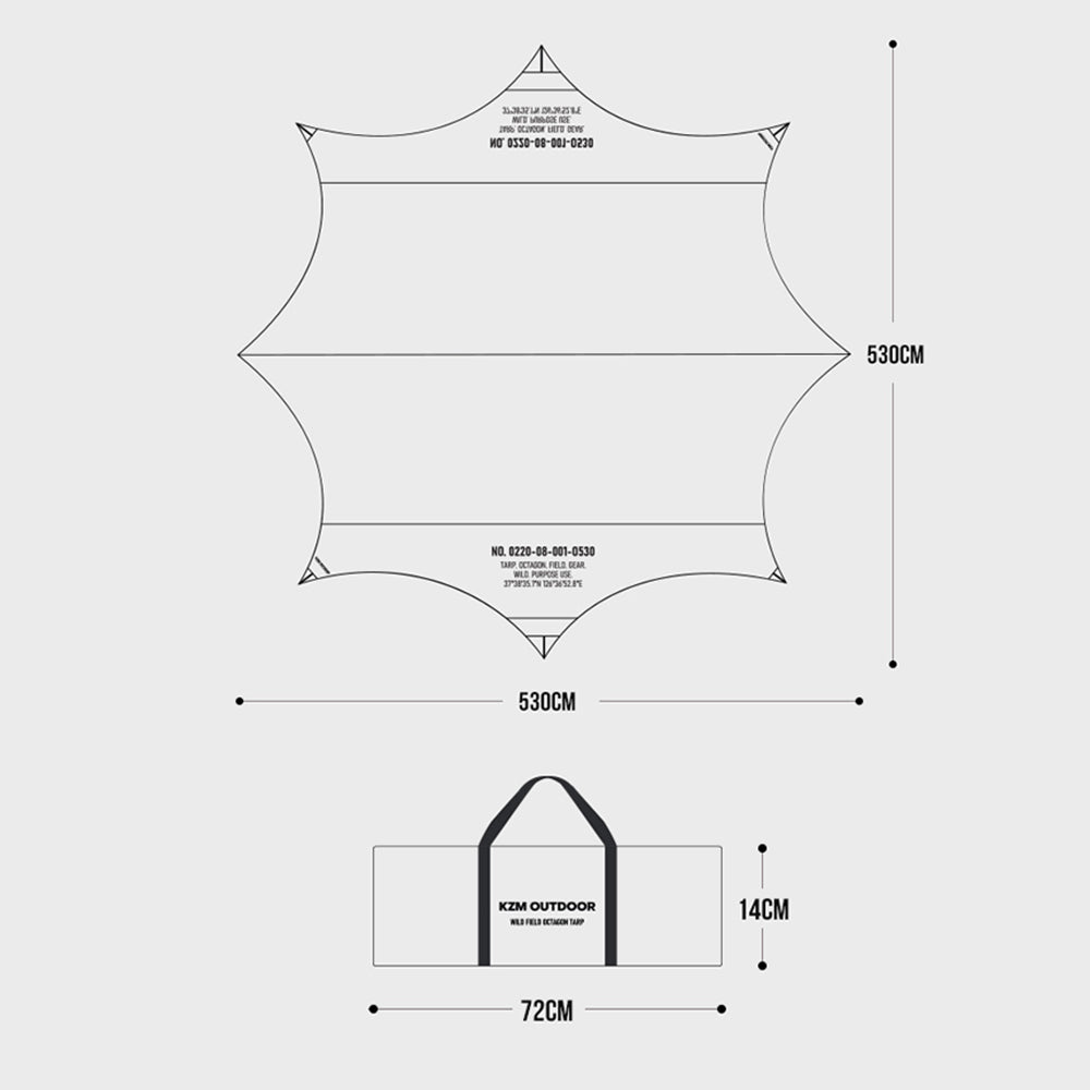 KZM ワイルドフィールドオクタゴンタープ オクタタープ ブラック 八角形 耐水圧5000mm カズミ アウトドア KZM OUTDOOR WILD FIELD OCTAGON TARP