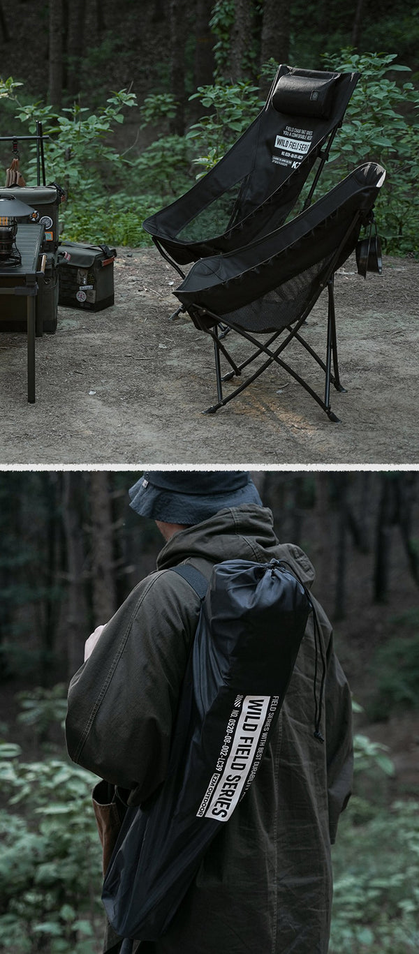 KZM フィールドトレッカーチェア ロー ブラック オリーブカーキ 収納バッグ付き カズミ アウトドア KZM OUTDOOR FIELD TREKKER CHAIR LOW TYPE