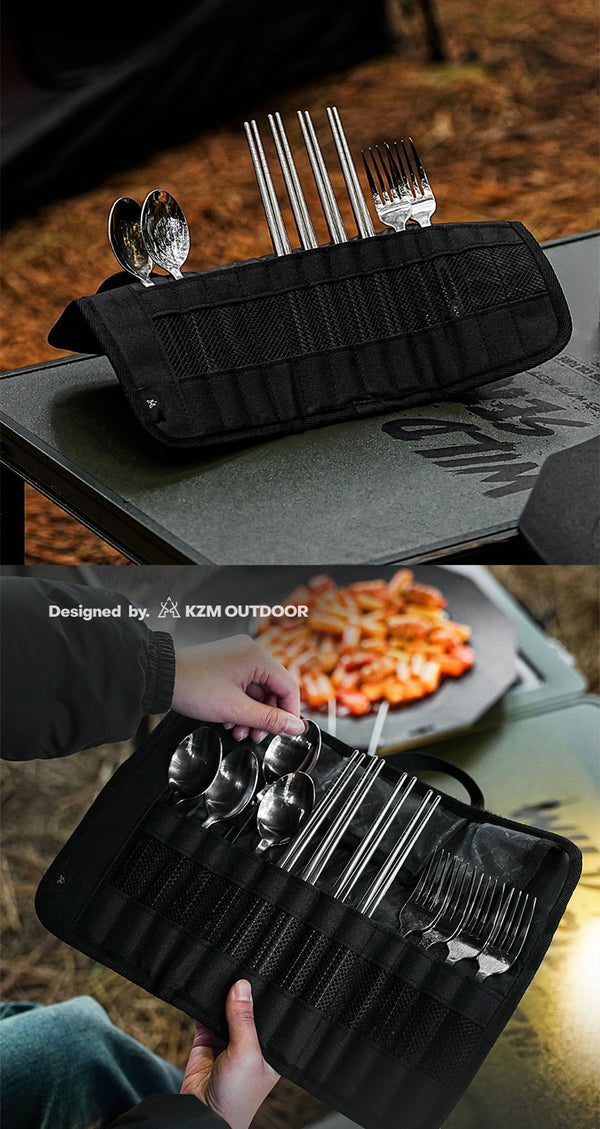 KZM エッセンシャルカトラリーセット ステンレス食器セット 収納ケース付 4人 カズミ アウトドア KZM OUTDOOR ESSENTIAL CUTLETY SET