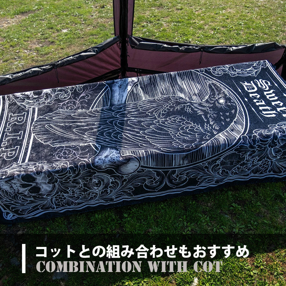 m.o.c アートブランケット ブランケット 毛布 幅 150×200cm アウトドア寝具 ひざ掛け 車中泊 スカル ドクロ 猫 烏 カラス ねこ スカルモチーフ 裏表 リバーシブル