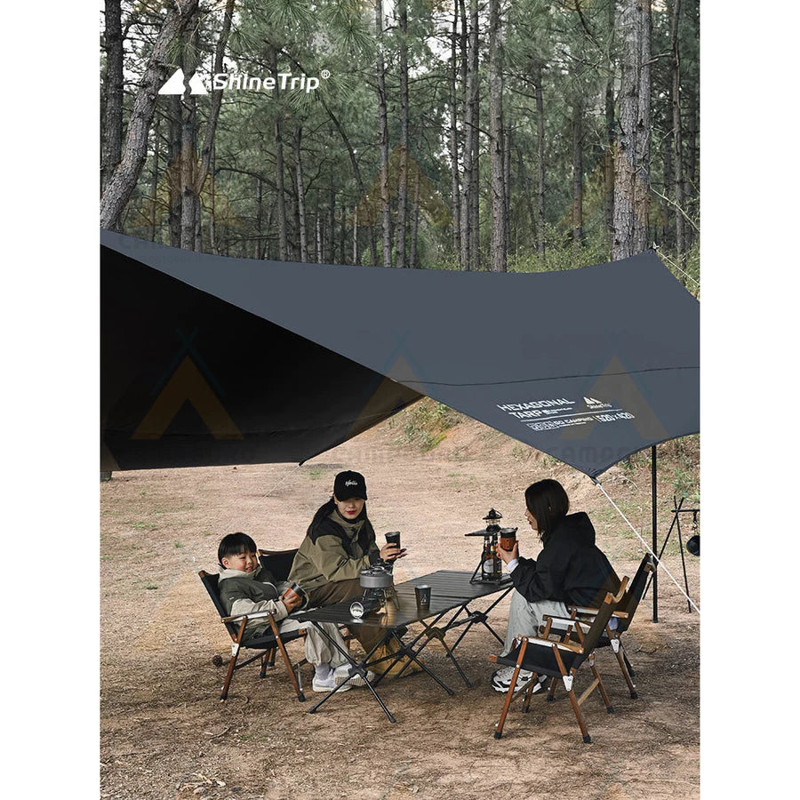 SHINE TRIP Outdoors（シャイン・トリップ／山趣）Hexagonal Vinyl Skylight 六角黒膠天幕（Gold／Black）