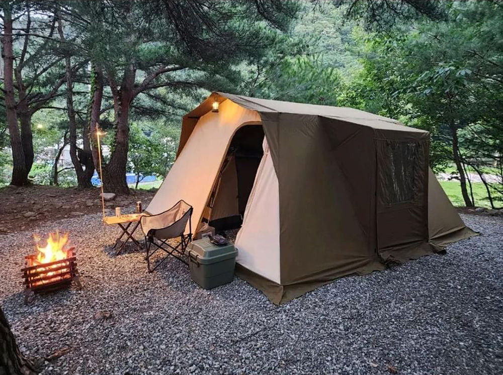 プレイドゥ ロッジ型テント 5-6人用 TCテント ビンテージテント 家型テント 大型テント ファミリーテント PlayDo Family Camping Tent