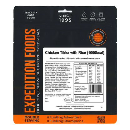 Expedition Foods（エクスペディションフーズ）｜チキンティッカ（1000kcal）｜Chicken Tikka with Rice｜防災・登山向け高カロリーミール｜SKU:004-5006-1000