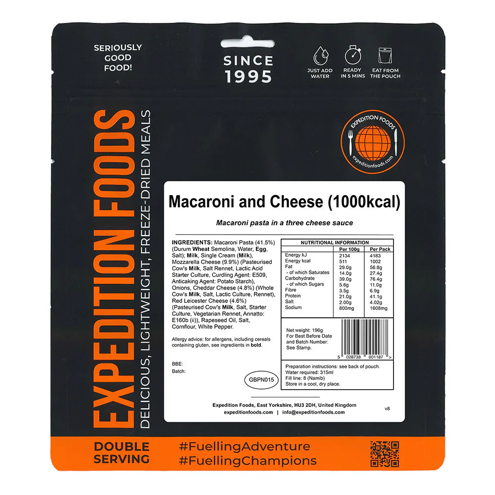 Expedition Foods（エクスペディションフーズ）  ｜マカロニ＆チーズ（1000kcal） ｜Macaroni and Cheese ｜SKU: 004-5011-1000