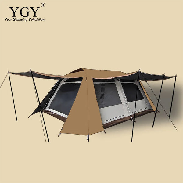 YGY インスタントキャビンテント 全自動ポータブル折りたたみテント ファミリーテント 簡単セットアップ 防水防風 ダブルウォール