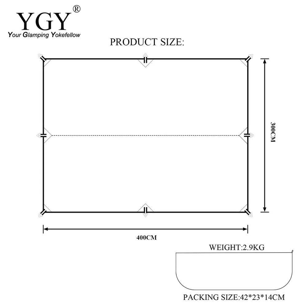 YGY TCタープ 300-400cm 防水 ポリコットン テントタープ ハンモックタープ