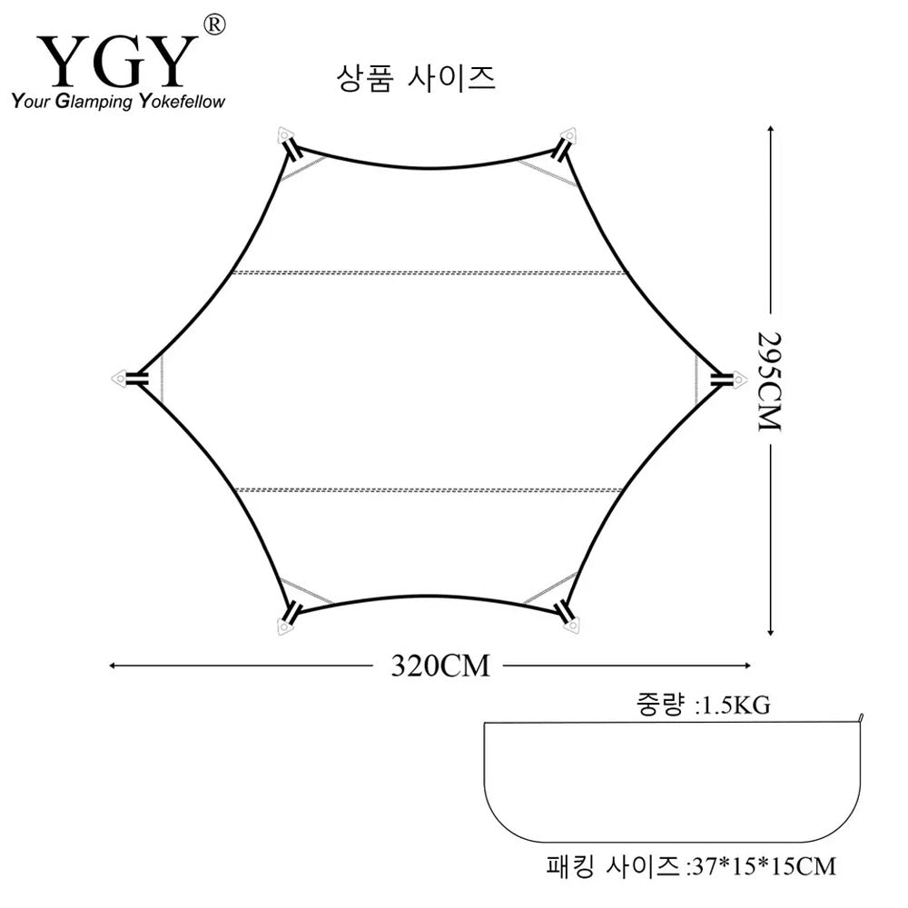 YGY TCタープ ヘキサゴンタープ 防水 ポリコットン 310-290cm