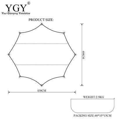 YGY TCタープ オクタゴンタープ 防水 ポリコットン 430-400cm