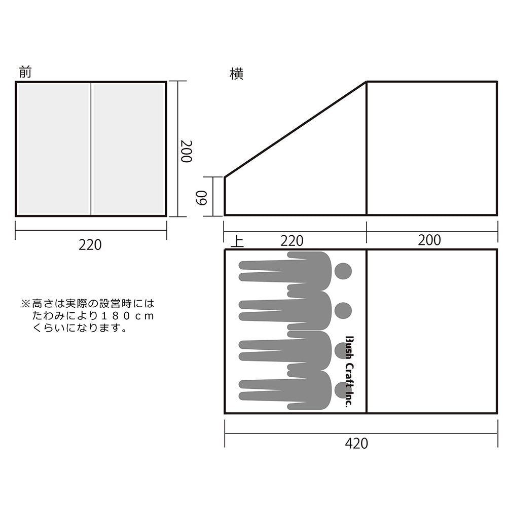 ブッシュクラフターズテント 4人用 フルセット キャンプファイヤーテント コットン100%テント アウトドア キャンプ テント Bush Craft