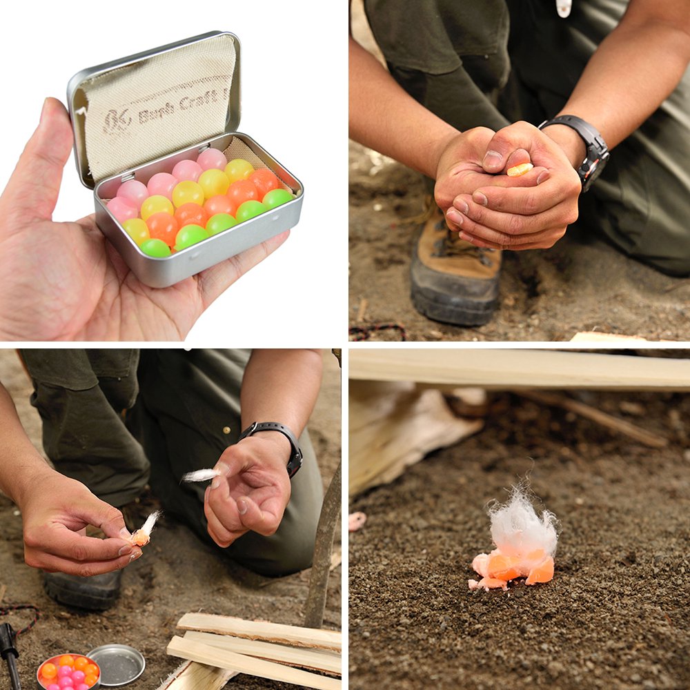 ブッシュクラフト ファイヤーキャンディ 20粒入り 火おこし用 着火剤 サバイバル キャンプ BBQ Bush Craft Fire Candy