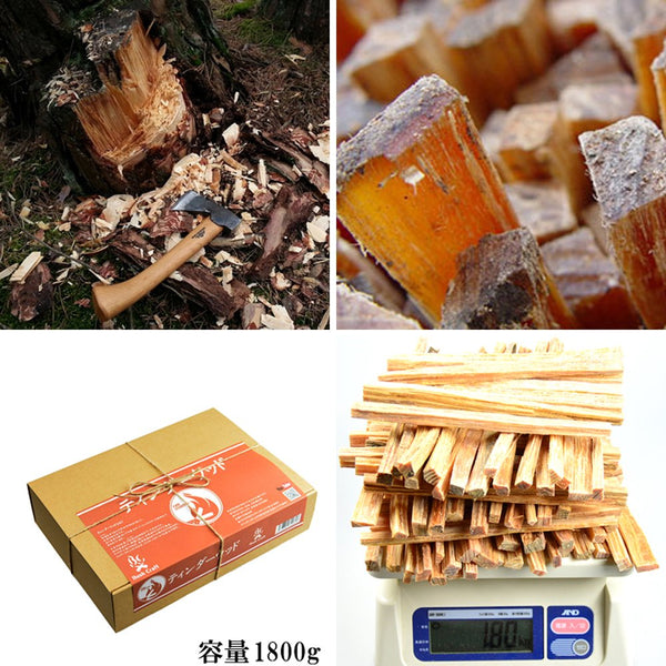 ブッシュクラフト.jp ティンダーウッド 1800g 1.8kg 天然の松の木 火おこし用 自然の着火剤 サバイバル キャンプ BBQ Bush Craft TINDERWOOD