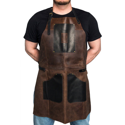 ビーバークラフト レザーエプロン ブラック＆ブラウン 本革 Beaver Craft Genuine Leather Apron Black&Brown