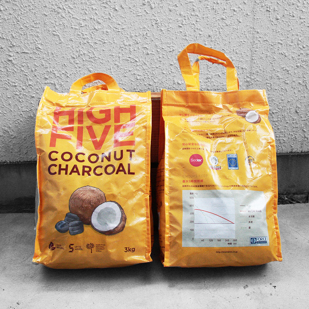 HIGH FIVE/Coconuts Briquette 3kg hai ハイファイブ ココナッツチャコール 炭 ヤシガラ BBQ エコ燃料