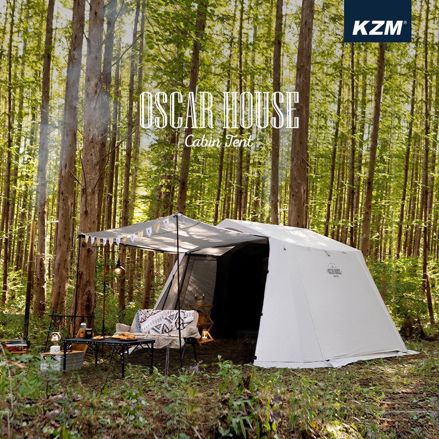 KZM オスカーハウスキャビンテント ホワイト フルクローズ 3～4人用 カズミ アウトドア KZM OUTDOOR OSCAR HOUSE CABIN TENT WHITE