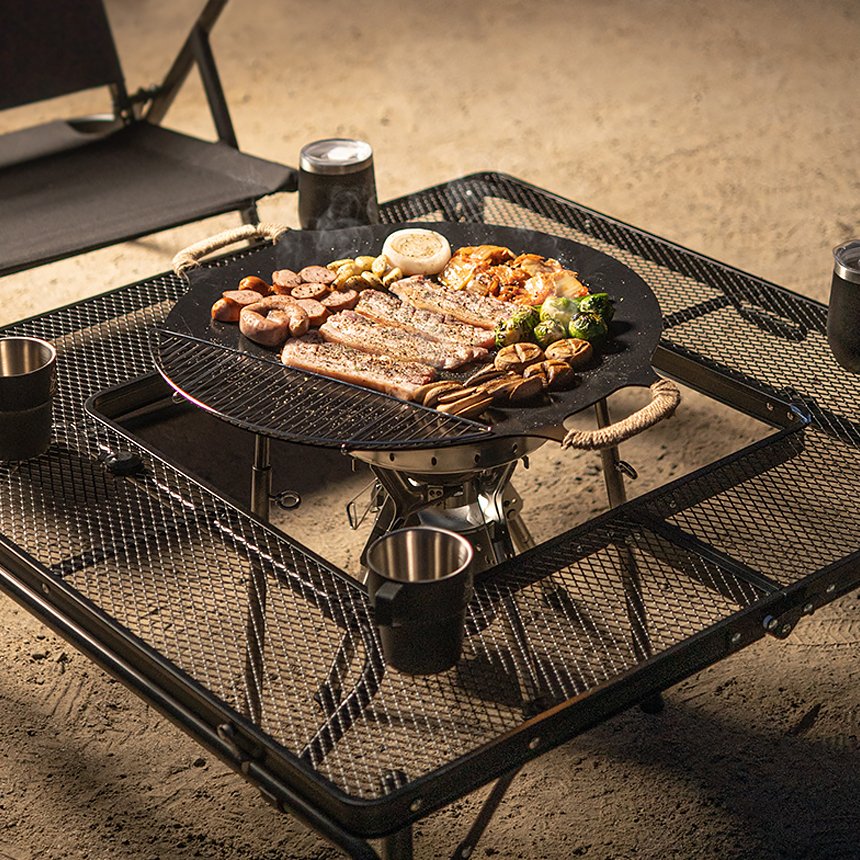 KZM アイアンメッシュ 焚火 テーブル アウトドアテーブル 折りたたみ ローテーブル カズミ アウトドア KZM OUTDOOR IRON MESH FIRE PLACE TABLE Ⅱ