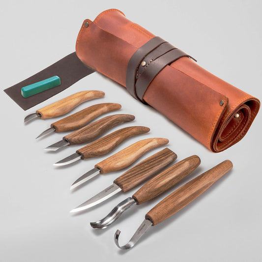 限定版 ビーバークラフト ウッドカービングセット Beaver Craft Extended Wood Carving Set in Genuine Leather Roll