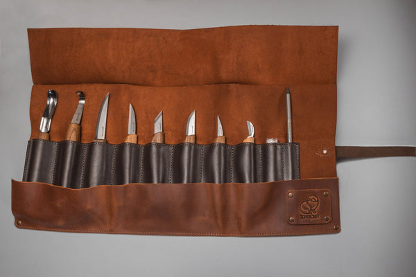 限定版 ビーバークラフト ウッドカービングセット Beaver Craft Extended Wood Carving Set in Genuine Leather Roll