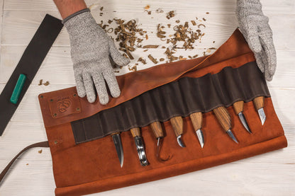 限定版 ビーバークラフト ウッドカービングセット Beaver Craft Extended Wood Carving Set in Genuine Leather Roll