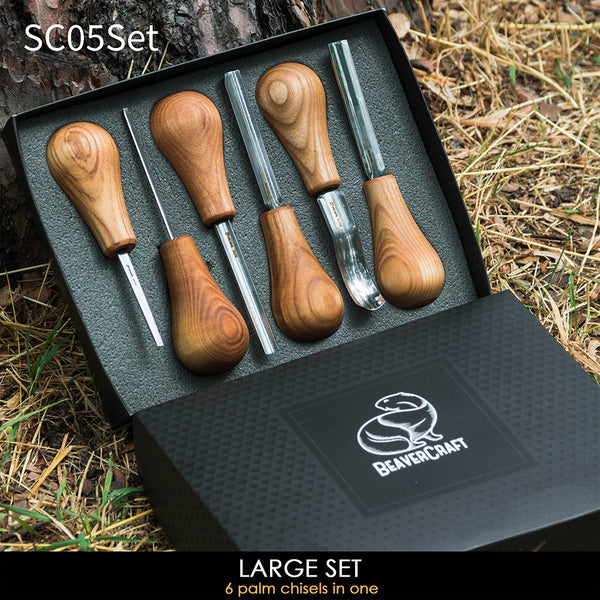 ビーバークラフト ウッドカービングセット パームチゼル Beaver Craft SC05 Woodcarving Set With Palm Chisels