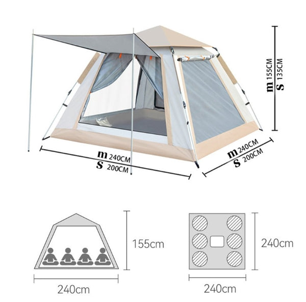 ワンタッチテント ドーム型 軽量 3～6人用 ファミリーテント 自動ポップアップテント