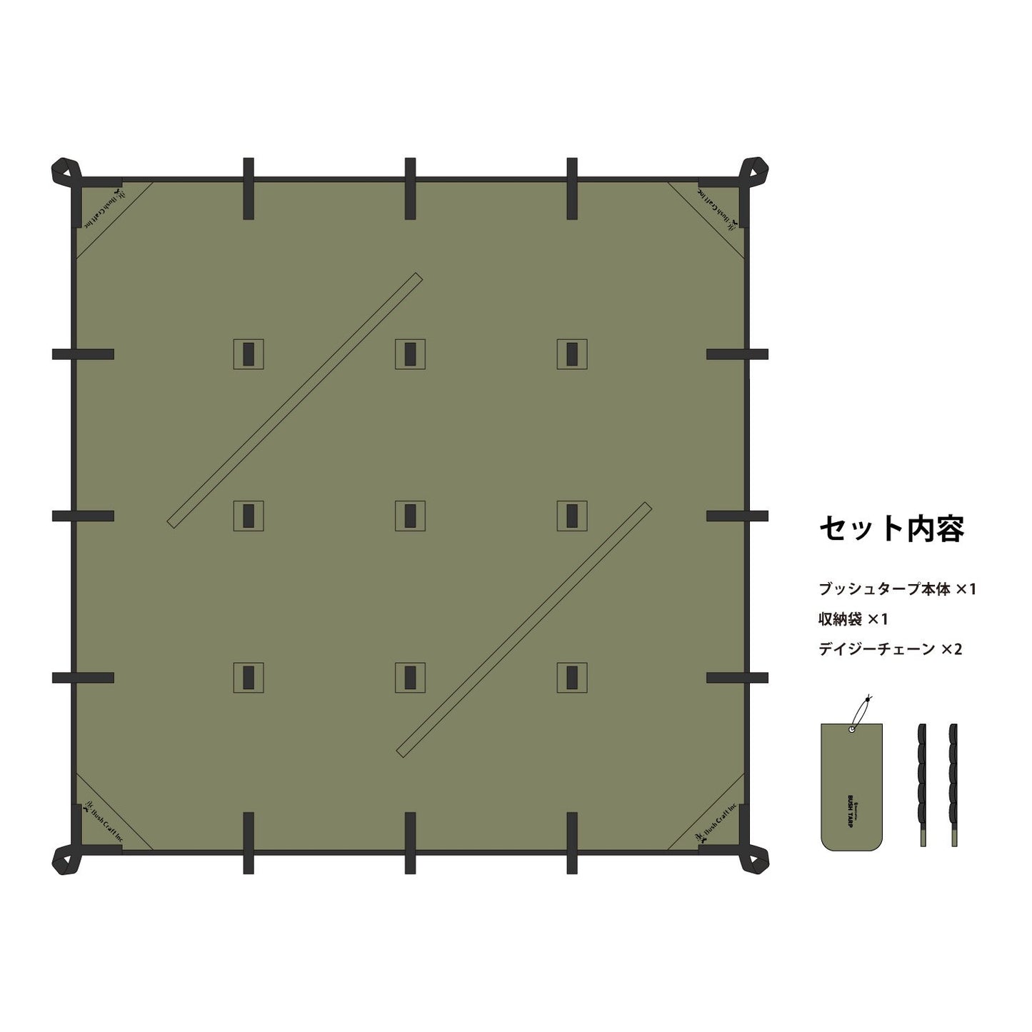 ブッシュタープ コットン混紡 ソロキャンプ ブッシュクラフト Bush Craft bush tarp