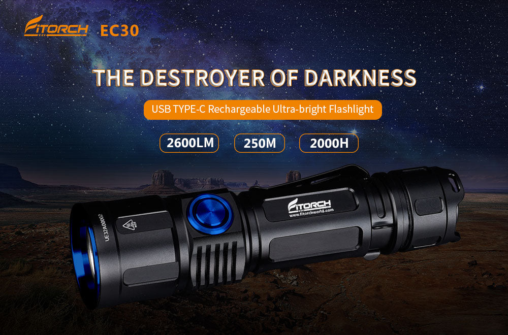 Fitorch EC30 USB TYPE-C RECHARGEABLE LED FLASHLIGHT フィトーチ USBタイプC 充電式 フラッシュライト LED懐中電灯 2600ルーメン