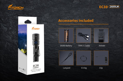 Fitorch EC30 USB TYPE-C RECHARGEABLE LED FLASHLIGHT フィトーチ USBタイプC 充電式 フラッシュライト LED懐中電灯 2600ルーメン