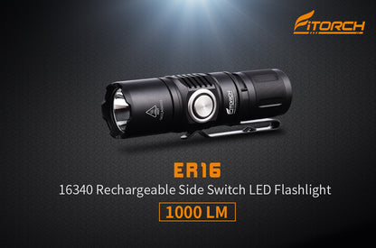 Fitorch ER16 Mini rechargeable side switch LED flashlight フィトーチ ミニLEDフラッシュライト 充電式 LED懐中電灯 1000ルーメン