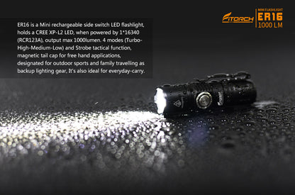 Fitorch ER16 Mini rechargeable side switch LED flashlight フィトーチ ミニLEDフラッシュライト 充電式 LED懐中電灯 1000ルーメン