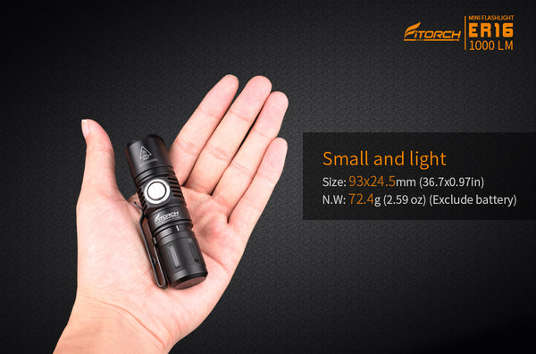 Fitorch ER16 Mini rechargeable side switch LED flashlight フィトーチ ミニLEDフラッシュライト 充電式 LED懐中電灯 1000ルーメン