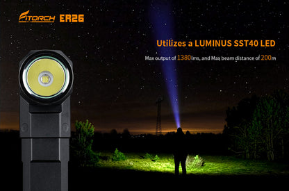 Fitorch ER26 HEAD ADJUSTABLE FLASHLIGHT MAGNETIC CHARGING RECHARGEABLE FLASHLIGHT フィトーチ LEDフラッシュライト ヘッド調整可能 マグネット式充電 1380ルーメン