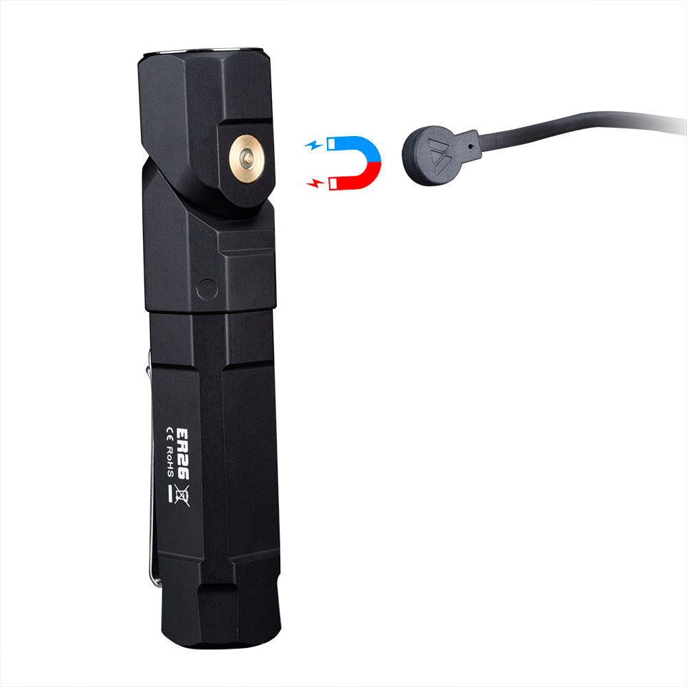 Fitorch ER26 HEAD ADJUSTABLE FLASHLIGHT MAGNETIC CHARGING RECHARGEABLE FLASHLIGHT フィトーチ LEDフラッシュライト ヘッド調整可能 マグネット式充電 1380ルーメン