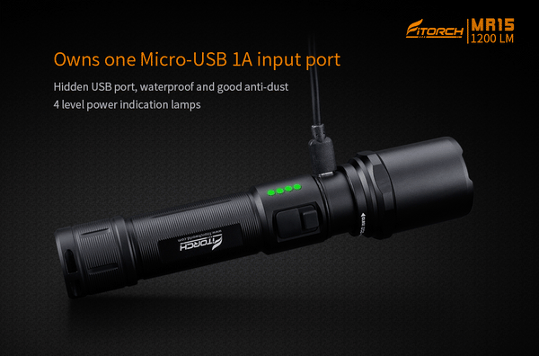 Fitorch MR15 RECHARGEABLE LED FLASHLIGHT XP-L LED フィトーチ 充電式LED懐中電灯 LEDフラッシュライト 1200ルーメン