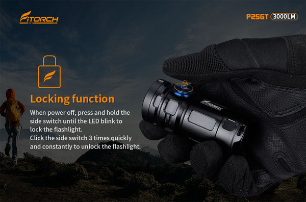 フィトーチ 充電式 LED フラッシュライト 超高輝度 3000ルーメン Fitorch P25GT rechargeable super-bright LED flashlight