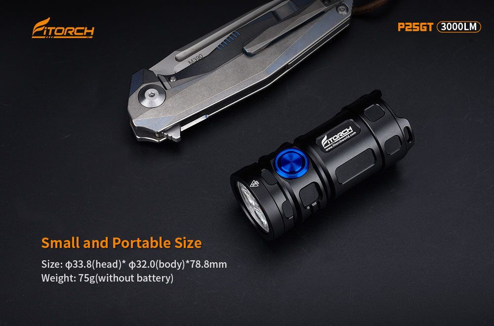 フィトーチ 充電式 LED フラッシュライト 超高輝度 3000ルーメン Fitorch P25GT rechargeable super-bright LED flashlight